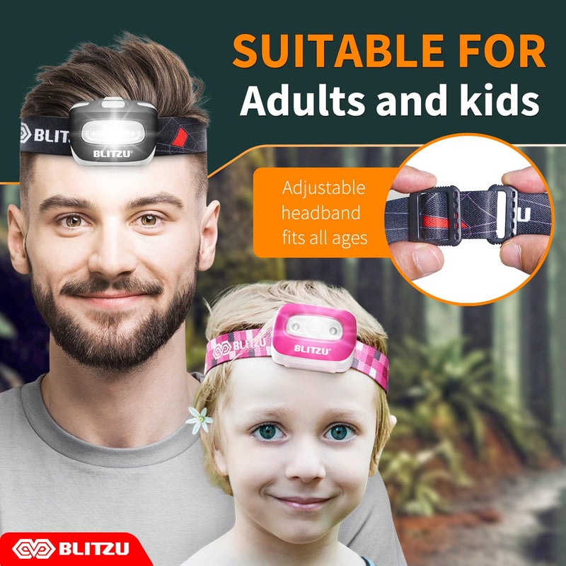 BLITZU Led Headlamp Flashlight for Adults and Kids. Super Bright Outdoor Headlight Headlamps. Head Lamp with Red Safety Light Great for Running, Camping, Reading, Hiking at Night Time CAMO - Image 4